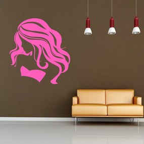 Veselá Stena Samolepka Dievča z profilu Farba: ružová, Veľkosť: 80 x 87 cm