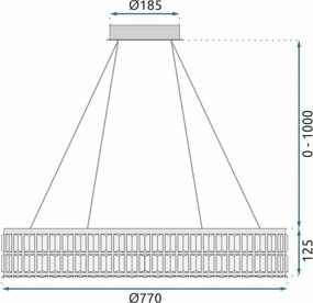 Toolight Toolight, LED stropné svietidlo 80cm + diaľkový ovládač, APP1569-CP, zlatá, OSW-06988