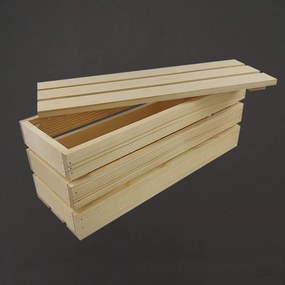 AMADEA Drevená darčeková debnička s vekom, masívne smrekové drevo, 40x14x16 cm (dĺžka/šírka/výška)