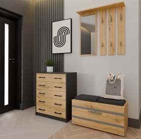 Botník ALEX 74 cm antracitový/dub artisan