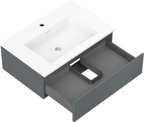 Mexen Orio, kúpeľňová skrinka 70 cm s umývadlom Otis, 1 zásuvka, grafitová matná/biela matná, 91A10-07023-1-BF66-W18M01