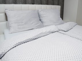 Biante Hrejivé posteľné obliečky Minky 3D bodky MKP-025 Svetlo sivé Predĺžené 140x220 a 70x90 cm
