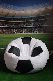 JAKS Sedací vak futbalová lopta s podnožkou bielo čierny