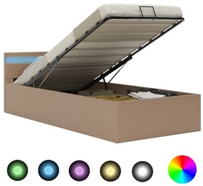 vidaXL Hydraulický posteľný rám+úložný priestor, LED, umelá koža 90x200 cm