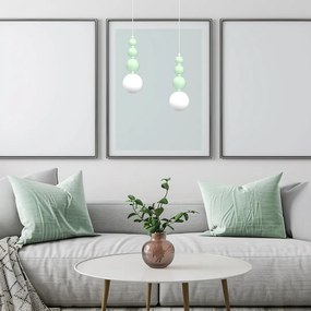 Závesné svietidlo Boule, 1x mentolové/biele sklenené tienidlo, m