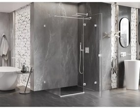 Mexen Lunar T, výklopný sprchový kút pravý 120 x 110 cm, 8mm číre sklo, biely profil, 834T-120-110-20-00-P