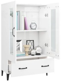 vidaXL Vysoká skrinka lesklá biela 70x31x115 cm spracované drevo-