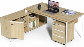 Kancelársky stôl s kontajnerom a komodou Houseland Profit Home 01 dub/biely