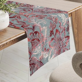 Biante Zamatový behúň na stôl Tamara TMR-054 Abstraktné vínové kvety na sivozelenom 45x120 cm
