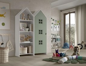 Detská šatníkova skriňa s otvorenou skriňou v tvare plážového domčeka biela 115cm