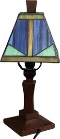 Stolná lampa Tiffany vitáž PICASSO_ WOOD BASE 31*18*13 E14