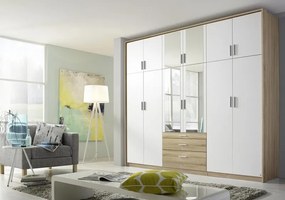 Šatníková skriňa Hildesheim, 271 cm, dub sonoma/biela