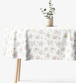 Goldea oválny obrus 100% bavlnené plátno - farebné lúčne kvety na bielom 120 x 200 cm