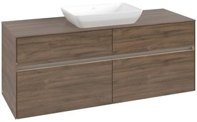 VILLEROY &amp; BOCH Collaro závesná skrinka pod umývadlo na dosku (umývadlo v strede), 4 zásuvky, s LED osvetlením, 1400 x 500 x 548 mm, Arizona Oak, C116B0VH