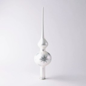 Bella Rose Sklenená vianočná špica na stromček Biela Mat