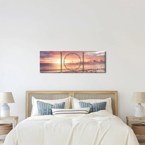 Obraz - Morská panoráma (s hodinami) (90x30 cm)