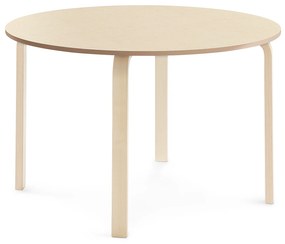Stôl ELTON, Ø 1200x710 mm, linoleum - béžová, breza