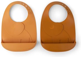 Done by Deer Set silikónových podbradníkov 2ks Peekaboo horčicová