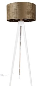 Moderná stojaca lampa statív biela s hnedým odtieňom 50 cm - Tripod Classic