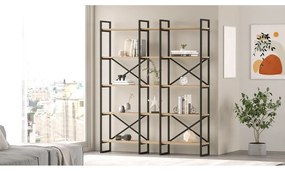 Čierny/prírodný regál v dekore duba 144x175 cm Dusan – Marckeric