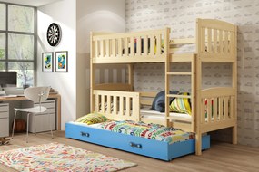 Interbeds Poschodová posteľ Kubus prírodná rozkladacia s matracom 200cm x 90cm - modrá