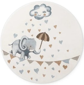Koberec Villeroy & Boch BOHO KIDS Round Walk like an Elephant Rainy krémový kruh