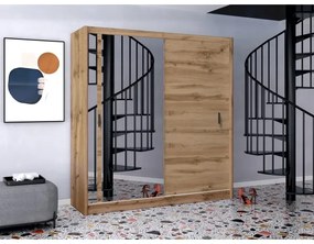 Šatní skriňa so zrkadlom SABRINA 203x215 cm dub woltan