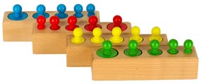 KIK Drevené Montessori valcové závažia – farebné vzdelávacie puzzle