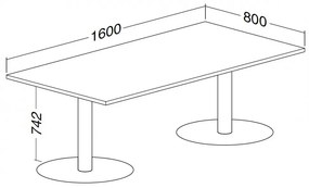 Konferenčný stôl ProOffice 80 x 160 x 74,2 cm, buk