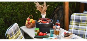 Stolný gril na drevené uhlie 4xAA/USB čierna