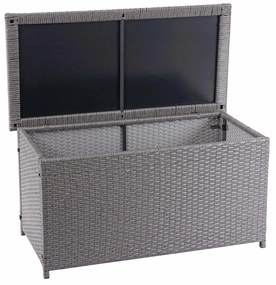 Polyratanový záhradný úložný box HWC-D88 - základná sivá, 51x115x59cm 250l