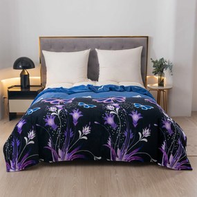 Mikroplyšová deka VIOLET BUTTERFLY tmavomodrá Rozmer: 200 x 220 cm