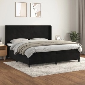 Posteľný rám boxspring s matracom čierny 200x200 cm zamat 3132581