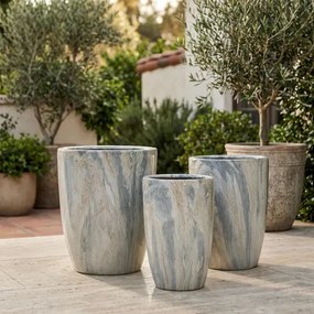 Sada 3 ks květináčů NEVA MARBLE VII šedá/béžová