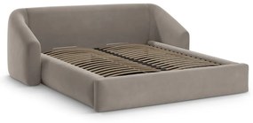 Svetlohnedá čalúnená dvojlôžková posteľ s úložným priestorom s roštom 160x200 cm Campi – Cosmopolitan Design