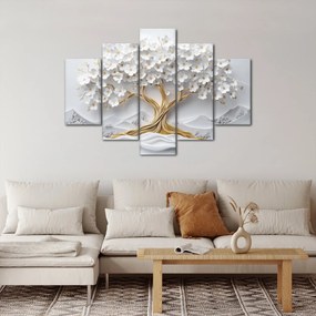 Obraz – 3D elegantný strom života plný kvetov (150x105 cm)