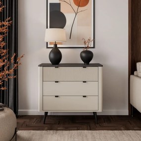 Dizajnová komoda NICOLA 90 cm kašmír + sivý kameň