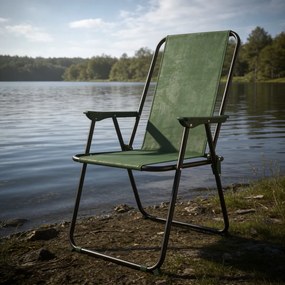 Skladacia záhradná, kempingová stolička – zelená stolička na ryby