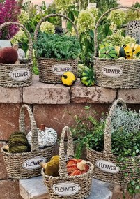 3ks pletený košík s ušami Flower - Ø 22*12/32 / Ø 19*11/27 / Ø 16*10/24 cm
