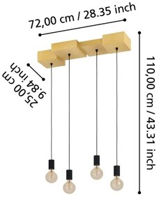Eglo 43799 - Luster na lanku HALKIN 4xE27/40W/230V