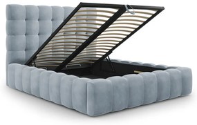 Svetlomodrá čalúnená dvojlôžková posteľ s úložným priestorom s roštom 160x200 cm Bali – Cosmopolitan Design