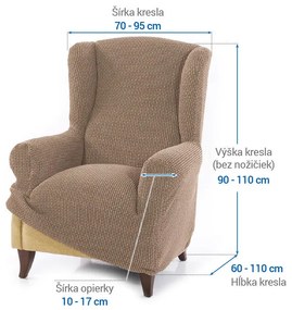 Super strečové poťahy NIAGARA oriešková kreslo ušiak (š. 70 - 95 cm)