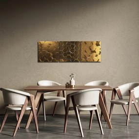 Obraz - Zlaté hexagóny (s hodinami) (90x30 cm)