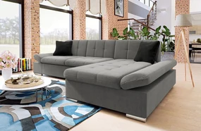 Rohová sedacia súprava s funkciou spania Laviva Sale, Dostupné poťahy: ekokoža Soft 017 + Lux 06 + Lux 05, Strana: pravá