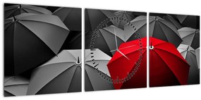 Obraz otvorených dáždnikov (s hodinami) (90x30 cm)