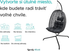 Závesné kreslo MOLINE so stojanom, čierne