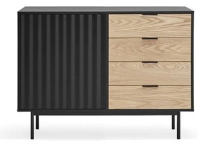 Nízka komoda v dekore duba v čierno-prírodnej farbe 108x80 cm Sierra – Teulat