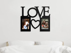 drevko Drevený fotorámik Love so srdiečkom Farba dekorácie: Čierna