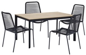 Súprava 4 čiernych jedálenských stoličiek Kai a prírodného stola Thor - Bonami Essentials