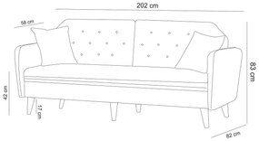 Dizajnová rozkladacia sedačka Kaloni 202 cm tmavosivá